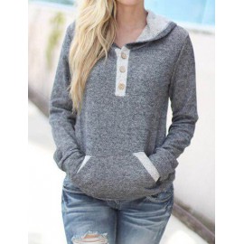 Casual Color Block Kangaroo Pocket Hoody with Hood