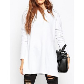 Trendy Loose Round Neck Sweatshirt in Split Detail