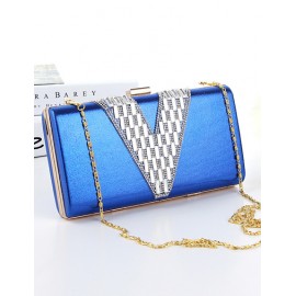 Chic Rhinestone Embellished Chain Shoulder Metal Evening Bag