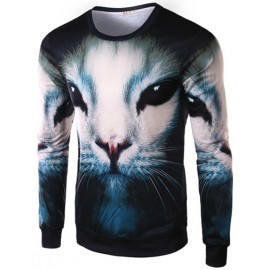 Vivid Animal Printed Crew Neck Tee with Long Sleeve