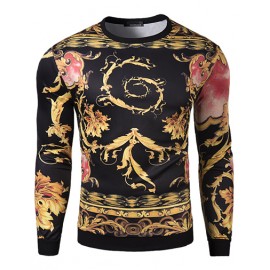 Vintage Print Close Fitting Sweatshirt For Men