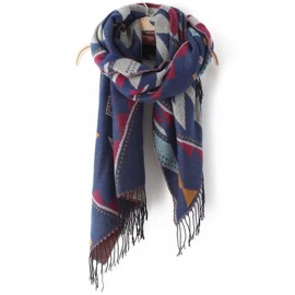 Tribal Jacquard 205CM Print Tassel Multicolor Cape Scarf