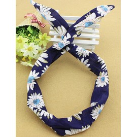 Korean Twist Rabbit Earring Hair Band in Dark Blue