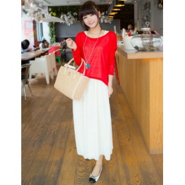 Casual Long Sleeve Asymmetric Tee and Maxi Tank Dress M-XL