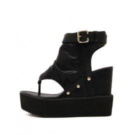 Punk Flip Flop Wedge Heel Sandals with Sling Back Size:34-39