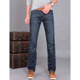 Winter Thicken Fleeced Slim Stright Jeans