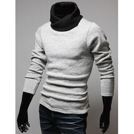 Prevalent Contrast Color Turtle Neck Slim Fit Knitwear