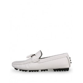 All-Season Fringe Trim Metallic Loafers in Pure Color