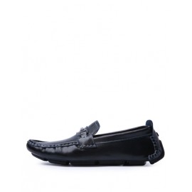 Faddish Stitching Trim Loafers with Metallic Buckle