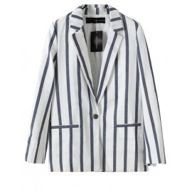 Loose Stripe Lapel Coat in Slit Trim